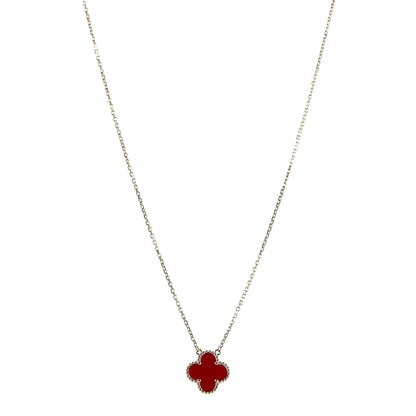 Van Cleef & Arpels 18K Yellow Gold Carnelian Vintage Alhambra Pendant Necklace 1 of 7