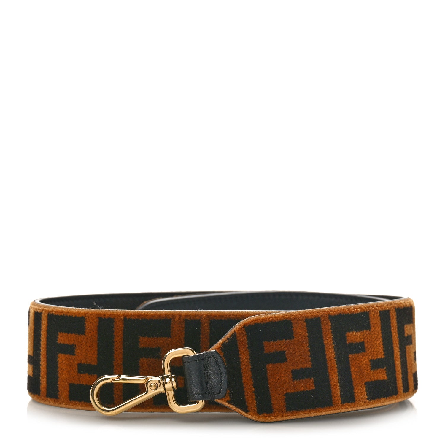 Fendi Velvet Tapestry FF Strap You Tobacco 1 of 3