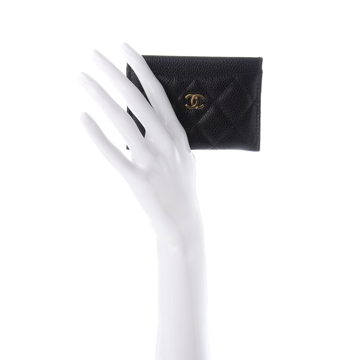 Caviar Quilted Card Holder Black