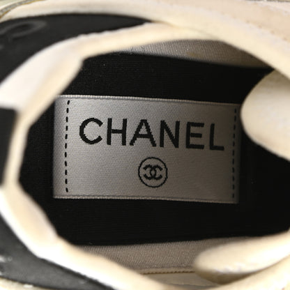 Chanel Fabric Calfskin Suede CC Sneakers 36 Grey White Pink 7 of 9