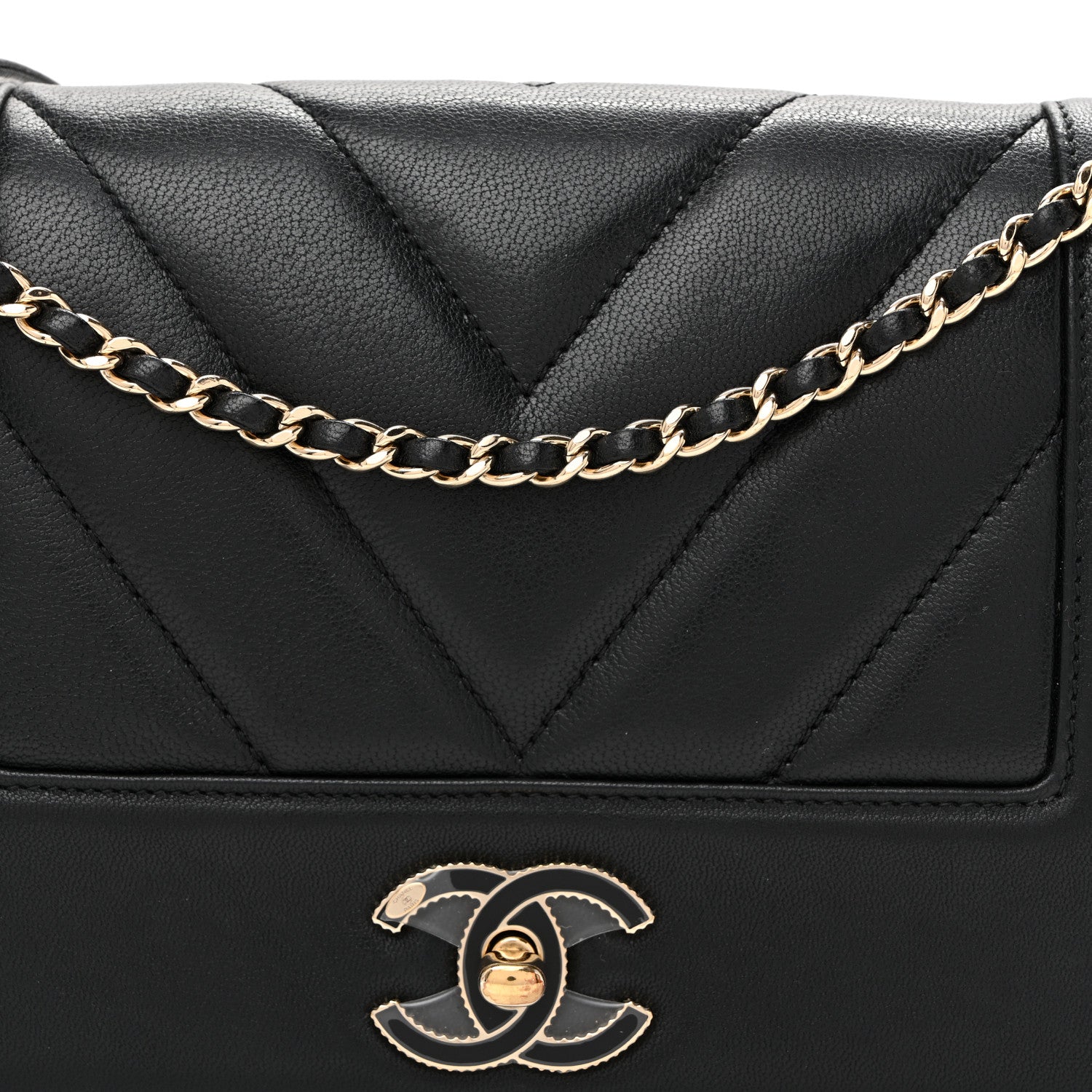 Chanel Sheepskin Chevron Quilted Medium Vintage Mademoiselle Black 8 of 11