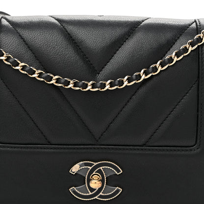 Chanel Sheepskin Chevron Quilted Medium Vintage Mademoiselle Black 8 of 11