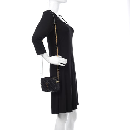 Saint Laurent Grained Lambskin Quilted Mini Becky Double Zip Bag Black 2 of 11