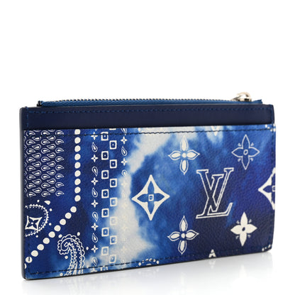 Louis Vuitton Cowhide Monogram Bandana Coin Card Holder Blue 3 of 7