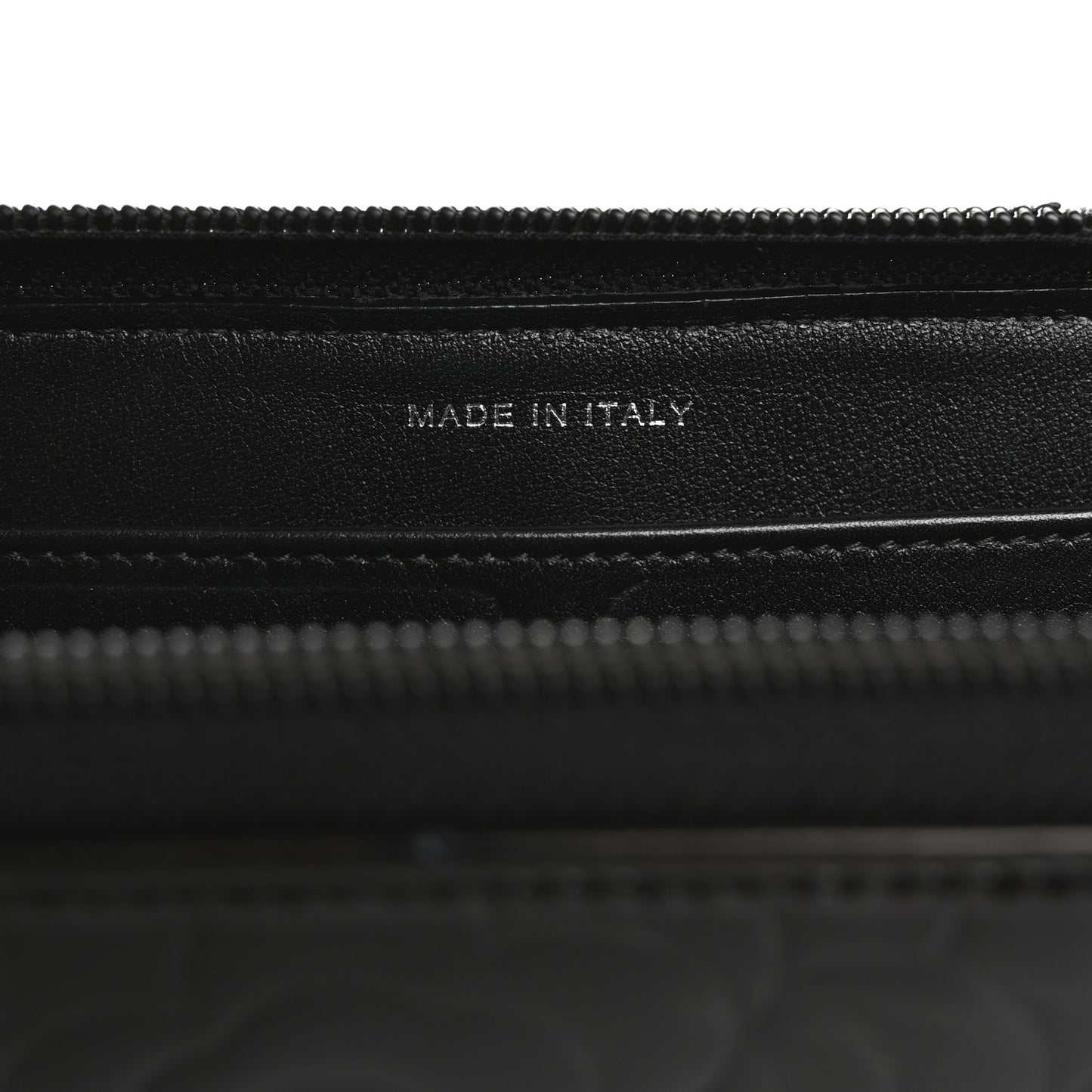 Patent Camellia Embossed Large Zip Around Gusset Wallet Black