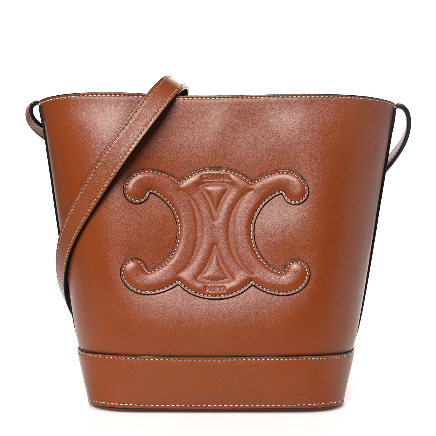 Celine Smooth Calfskin Small Cuir Triomphe Bucket Bag Tan 1 of 13