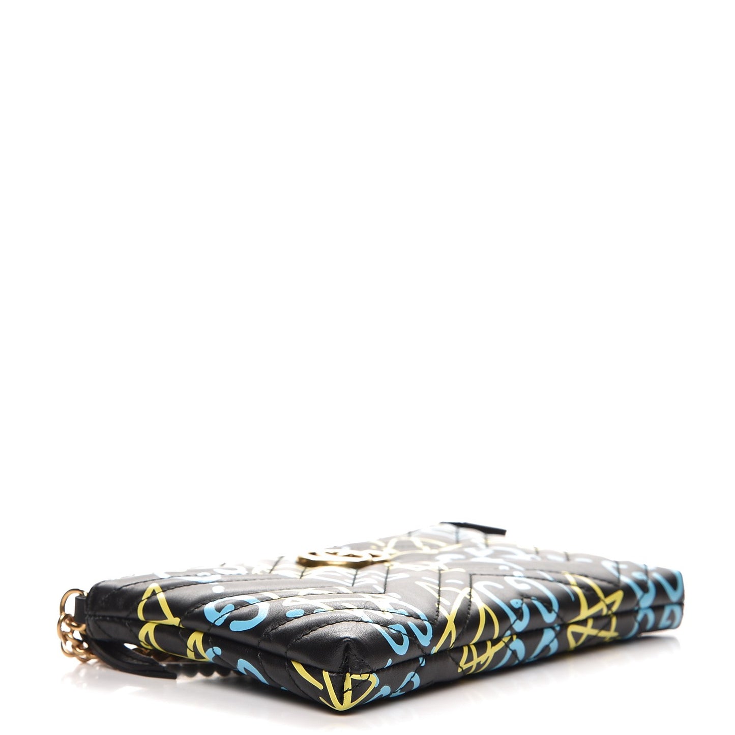 Calfskin Matelasse Printed Mini GucciGhost GG Marmont Chain Bag Black New Acquamarine