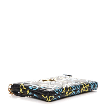 Gucci Calfskin Matelasse Printed Mini GucciGhost GG Marmont Chain Bag Black New Acquamarine 4 of 7
