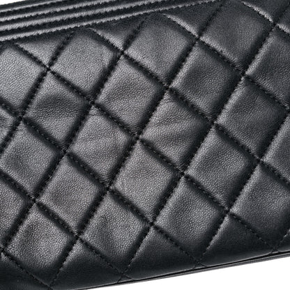 Chanel Lambskin Quilted Small Boy Zipped Pouch Black 13 of 19