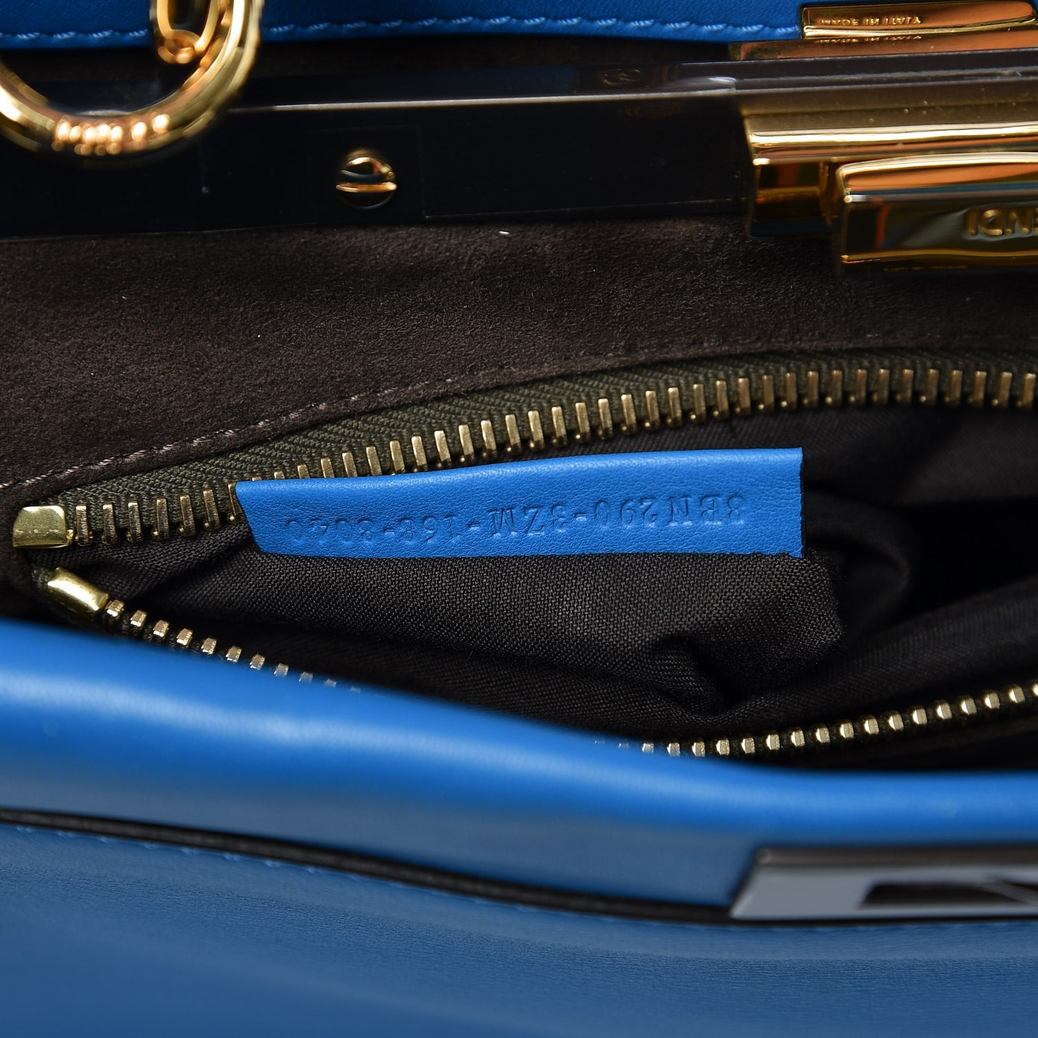 Fendi Vitello Seta Medium Peekaboo Iconic Satchel Blue Royal 7 of 8