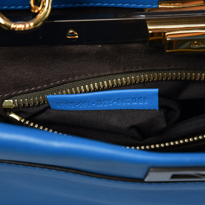 Fendi Vitello Seta Medium Peekaboo Iconic Satchel Blue Royal 7 of 8