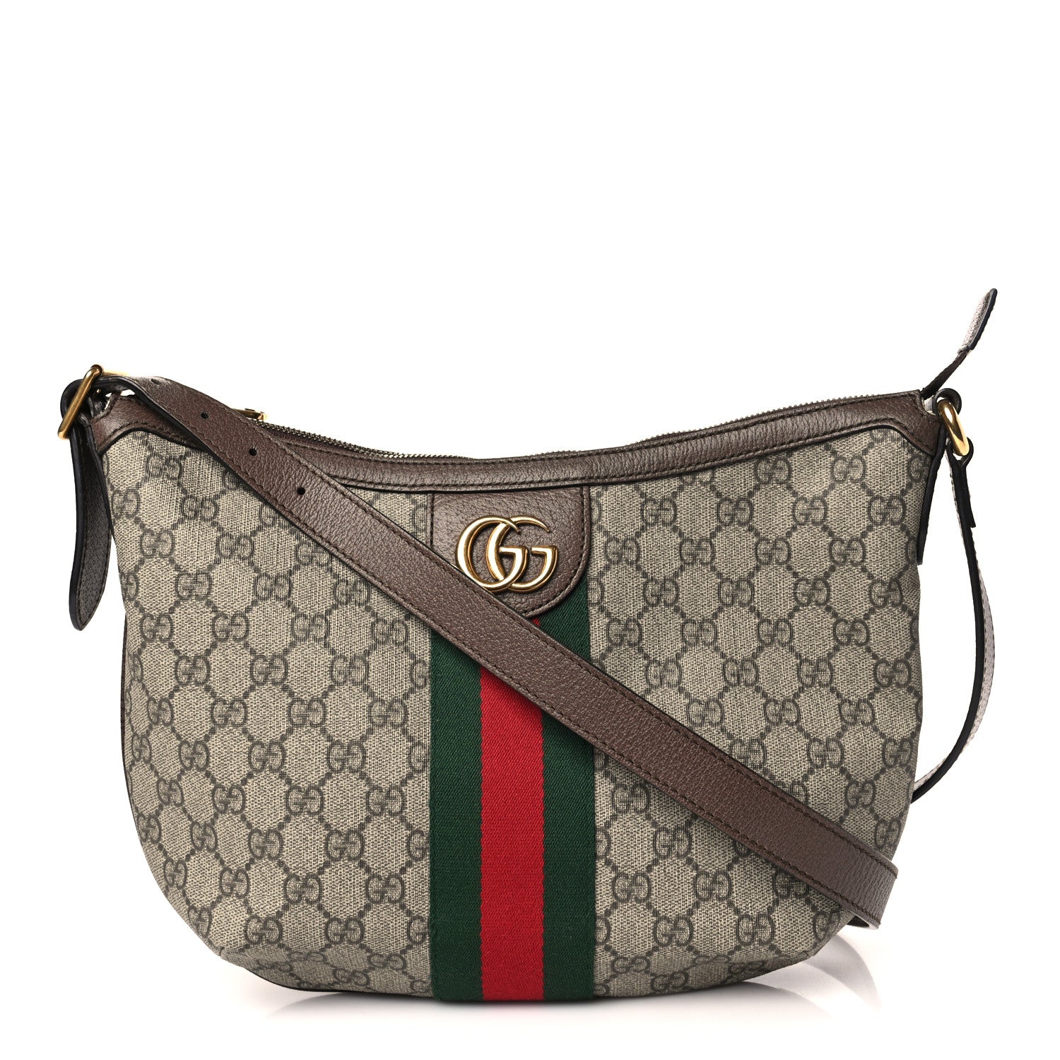 Gucci GG Supreme Monogram Web Small Ophidia Half Moon Hobo Brown 1 of 9
