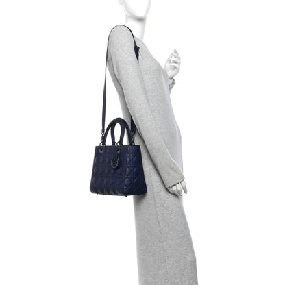Christian Dior Ultra Matte Calfskin Cannage Medium Lady Dior Blue 2 of 10