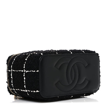 Chanel Tweed Pearl Crush Small Vanity Case With Chain  Black White 4 of 10