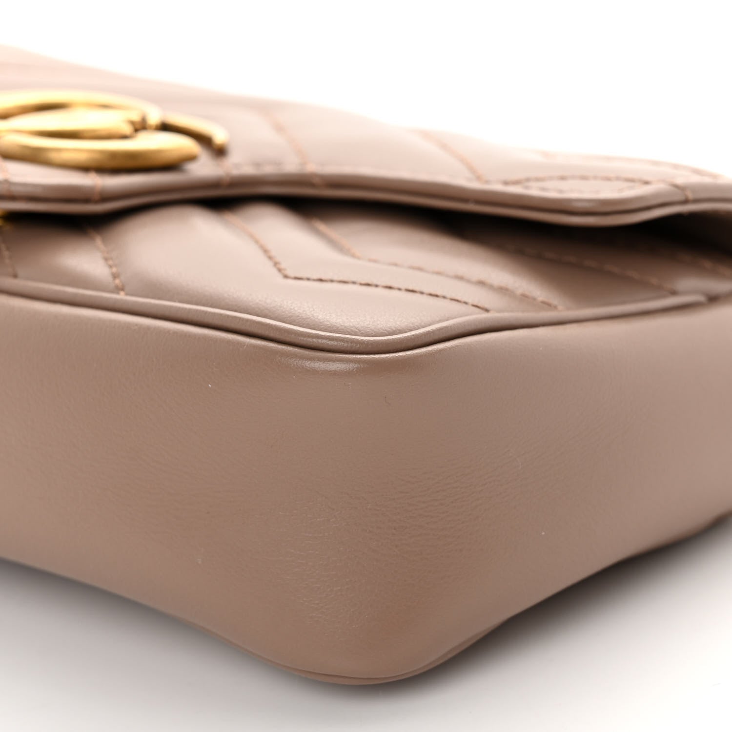 Gucci Calfskin Matelasse Super Mini GG Marmont Shoulder Bag Porcelain Rose 10 of 10