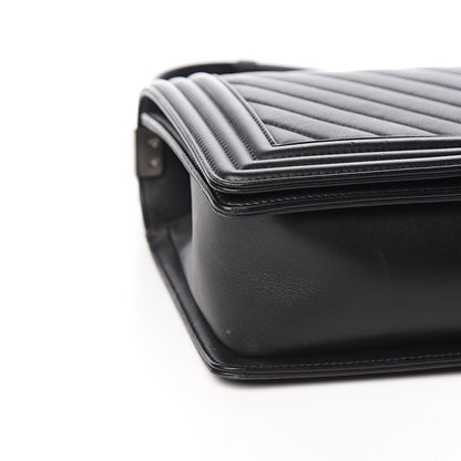 Chanel Calfskin Chevron Quilted New Medium Boy Flap Black 8 of 14