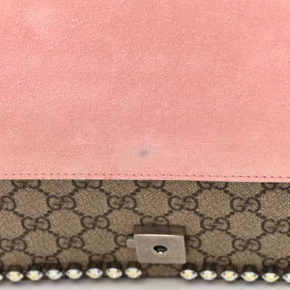 Gucci GG Supreme Monogram Suede Crystal Medium Dionysus Shoulder Bag Beige Ebony Light Peonia 13 of 17