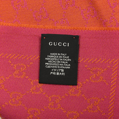 Gucci Wool GG Monogram Reversible New Sten Fringe Scarf Orange Pink 5 of 5