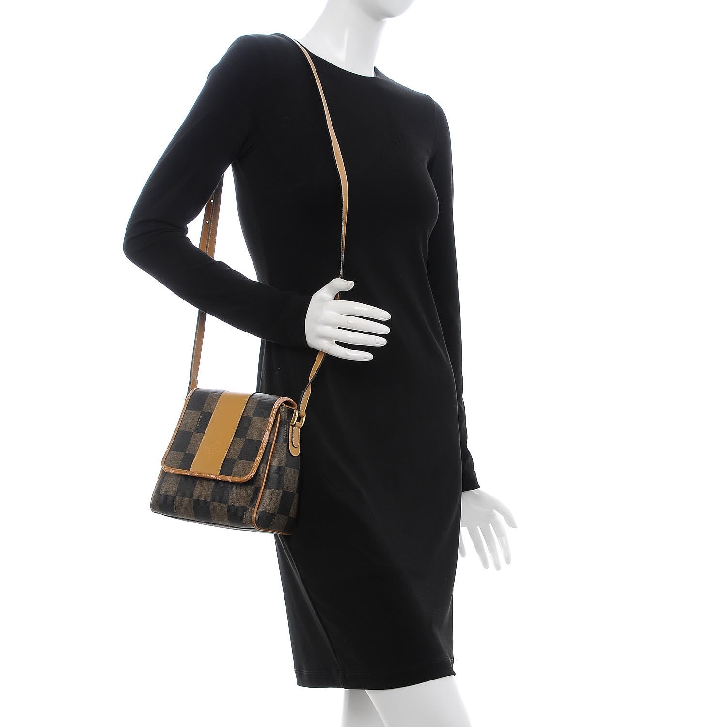 Fendi Coated Canvas Checkered Crossbody Bag Tobacco Tan 2 of 14