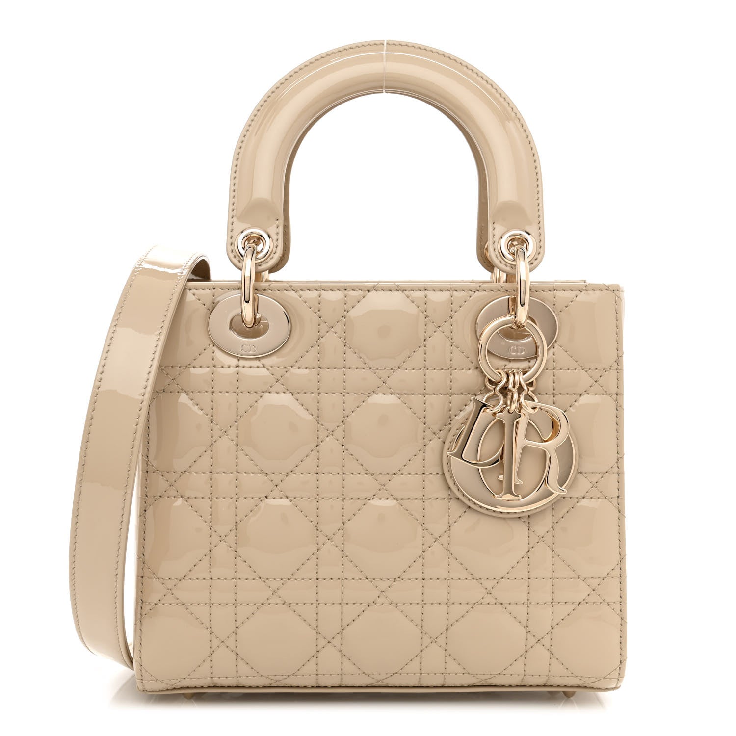 Christian Dior Patent Cannage Small Lady Dior Beige 1 of 10