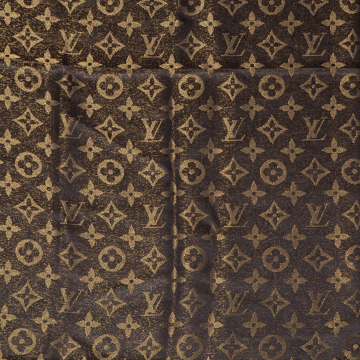 Louis Vuitton Silk Lurex Wool Monogram Shine Shawl Brown 1 of 6