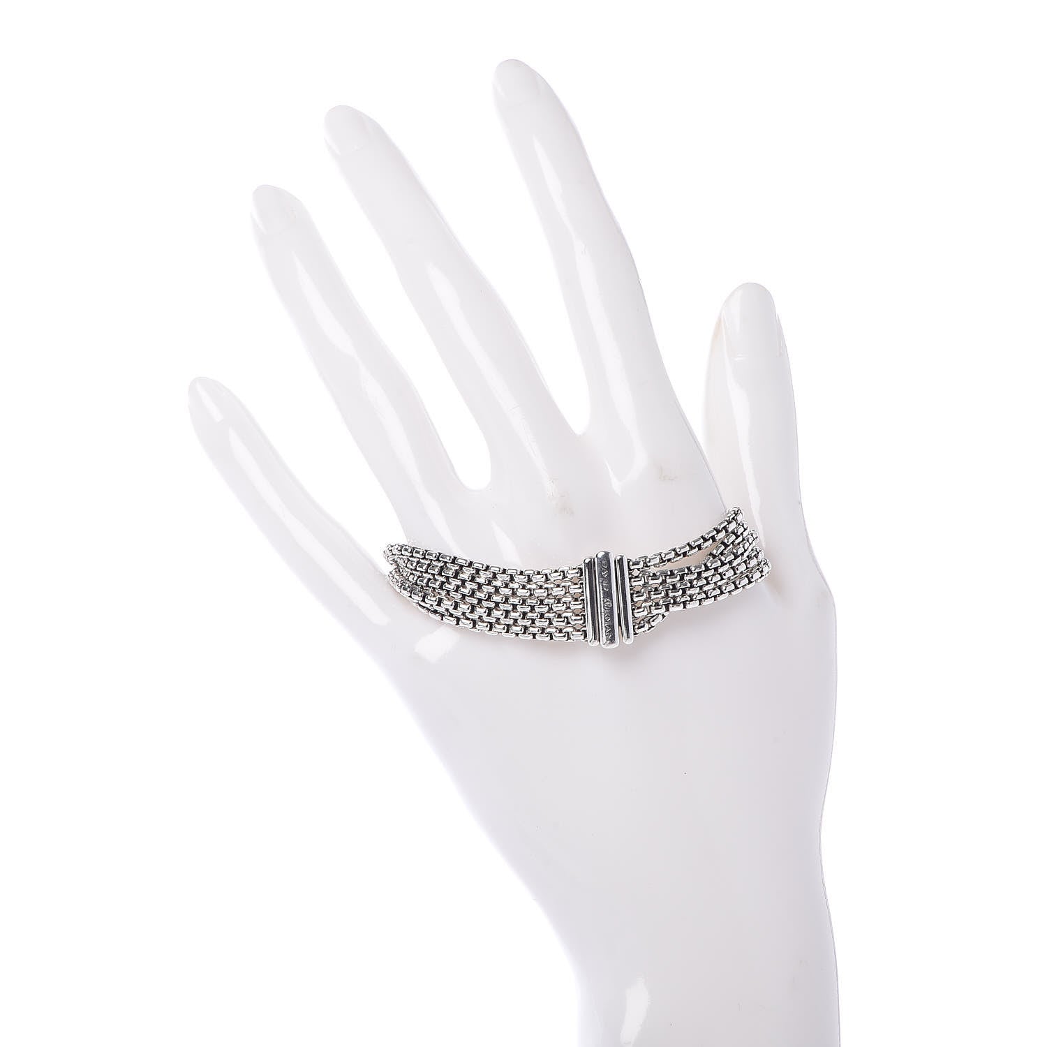 David Yurman Sterling Silver Five-Row Box Chain Bracelet 2 of 5
