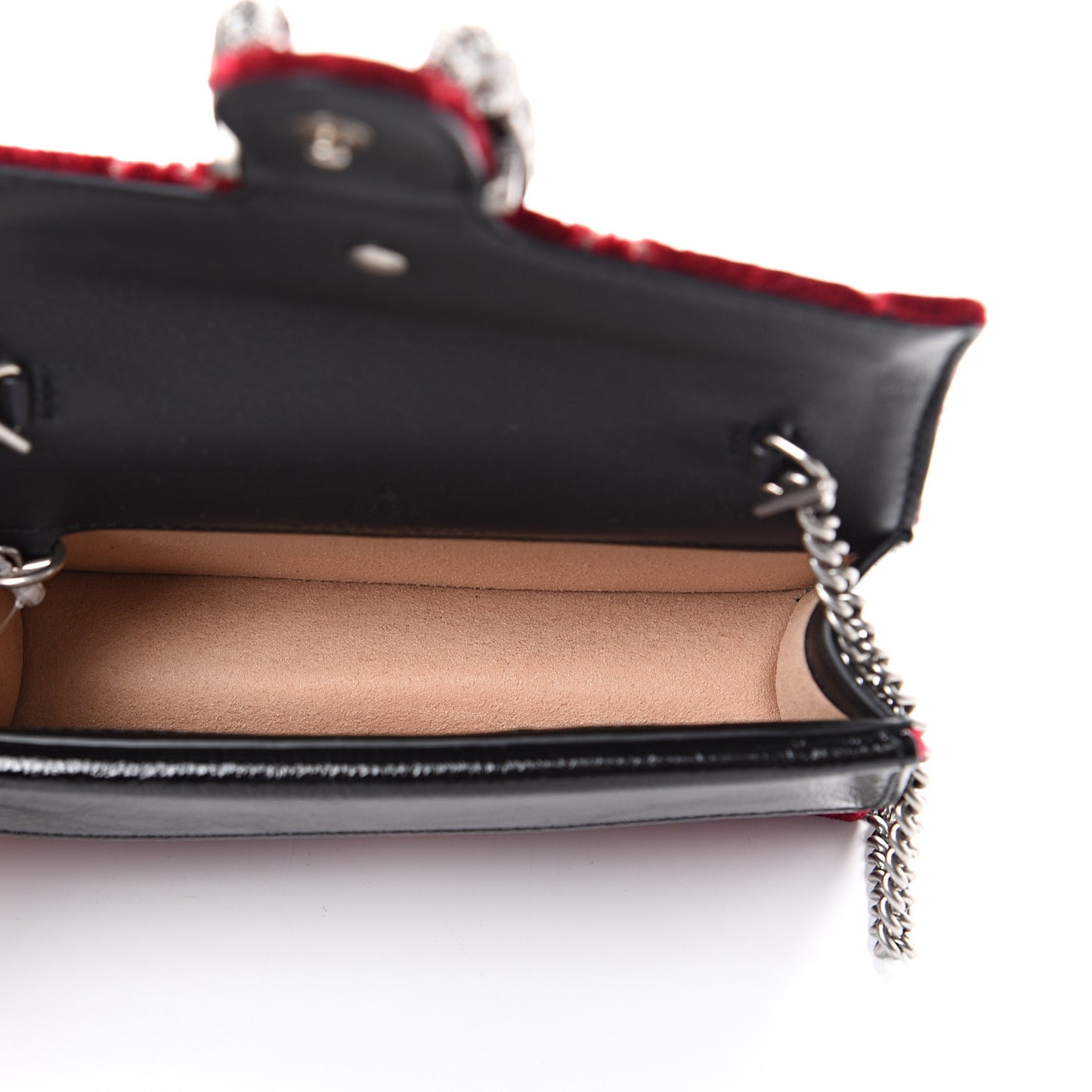 Velvet GG Monogram Super Mini Dionysus Shoulder Bag Red Cipria Black