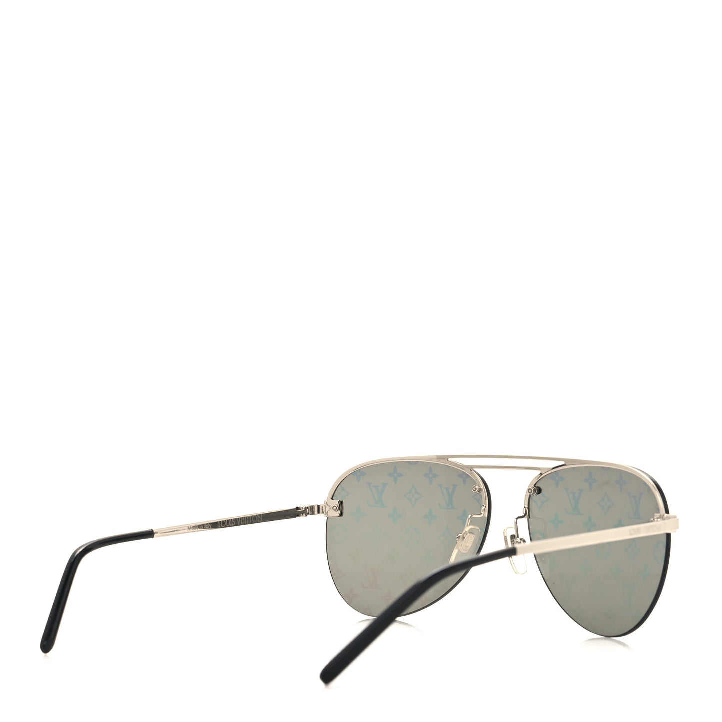 LOUIS VUITTON Metal Monogram Clockwise Sunglasses Z1595E Silver Black