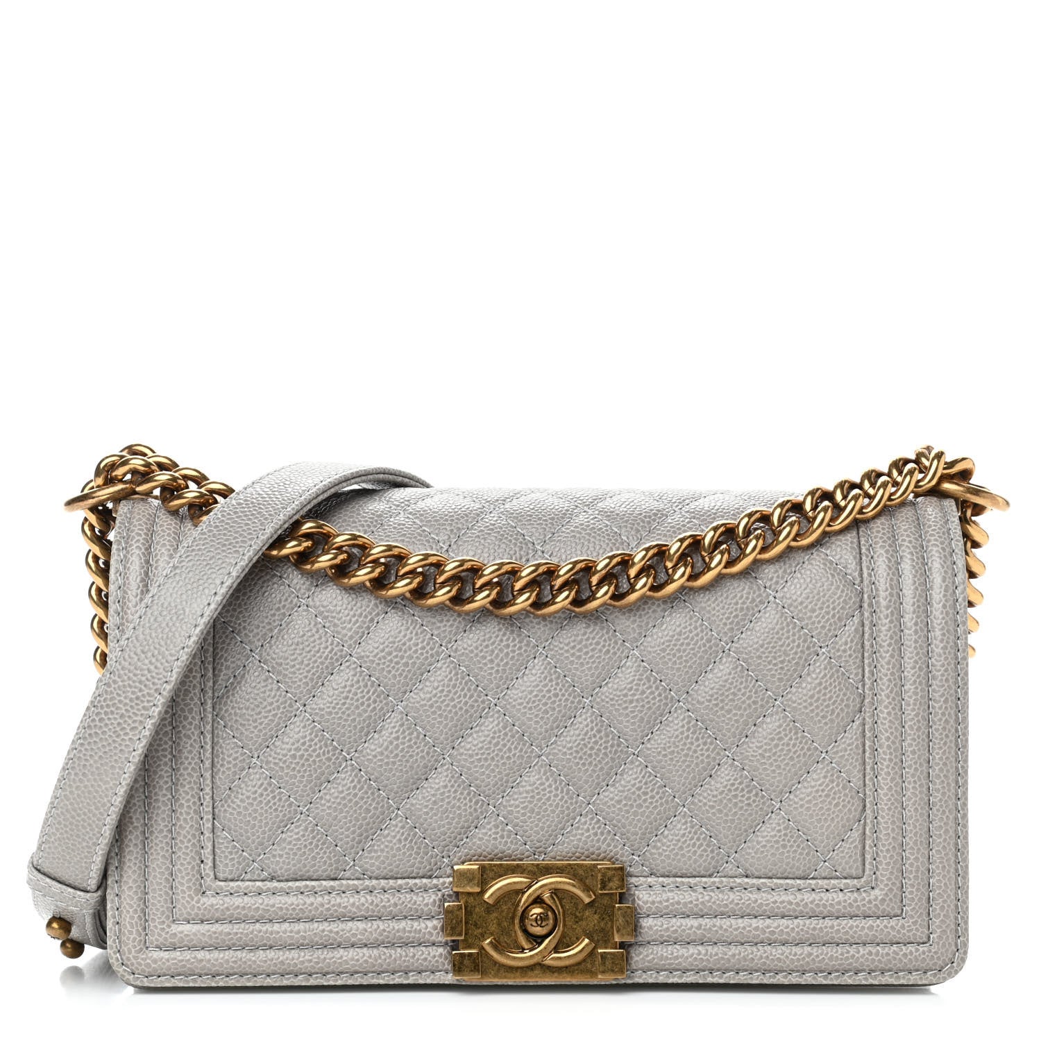 Chanel Caviar Quilted Medium Boy Flap Light Grey 1 of 9