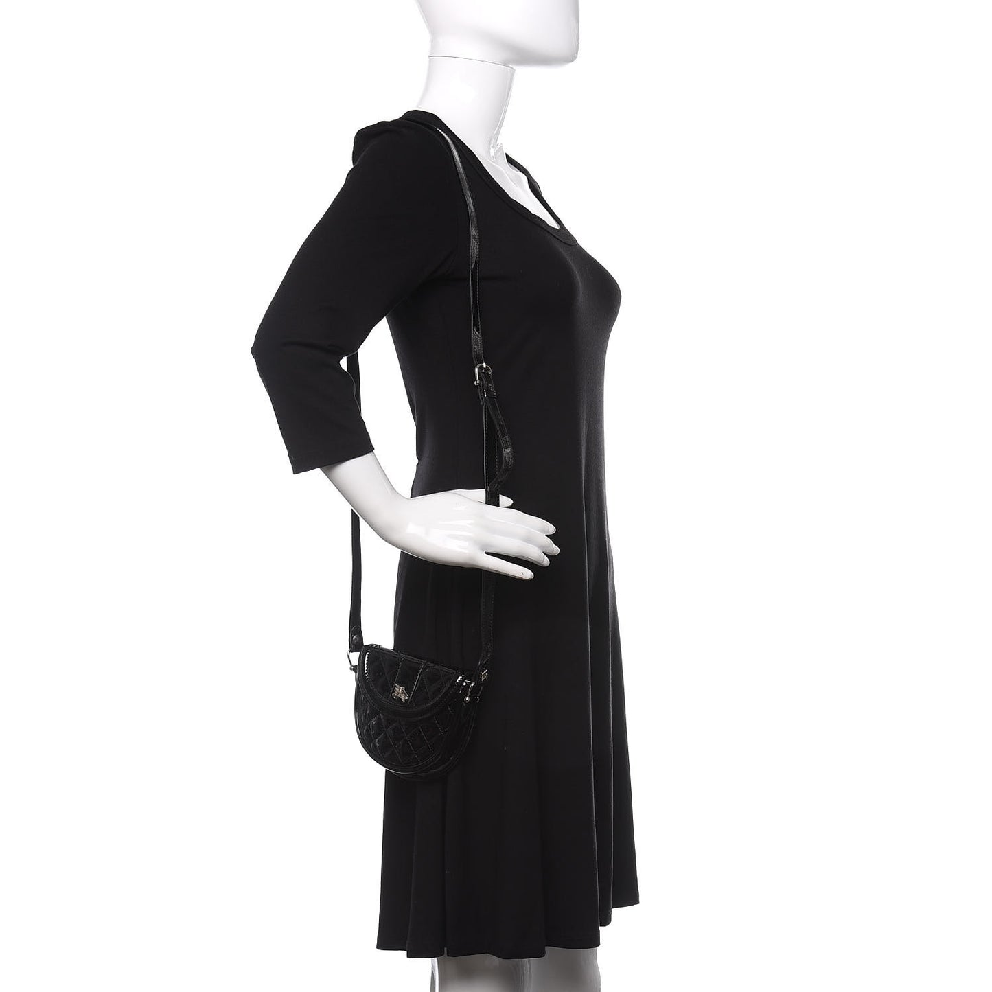 Patent Calfskin Quilted Mini Crossbody Bag Black