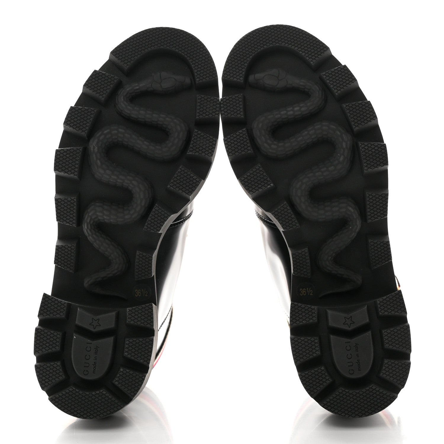 Gucci Calfskin Sylvie Web Womens Lace Up Combat Boots 36.5 Black 5 of 10