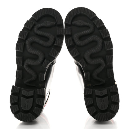 Gucci Calfskin Sylvie Web Womens Lace Up Combat Boots 36.5 Black 5 of 10