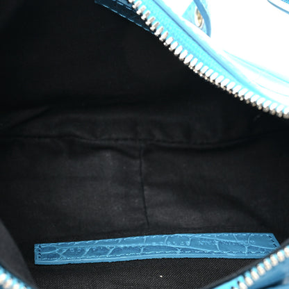 Balenciaga Extra Supple Calfskin Crocodile Embossed Le Cagole Shoulder Bag XS Turquoise 5 of 9