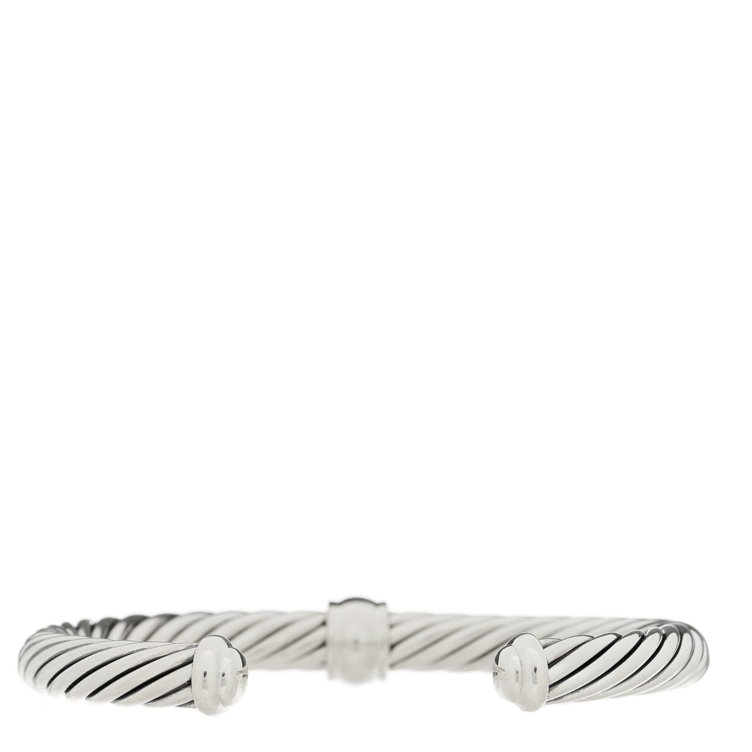 David Yurman Sterling Silver Diamond 7mm Cable Classics Station Bracelet 2 of 3