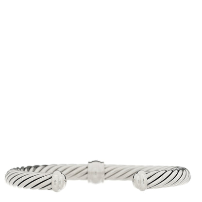 David Yurman Sterling Silver Diamond 7mm Cable Classics Station Bracelet 2 of 3