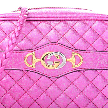 Gucci Laminated Nappa Trapuntata Mini Zumi Shoulder Bag Fuxia 9 of 9