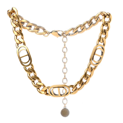 Christian Dior Metal Chain Choker Necklace Gold 1 of 4
