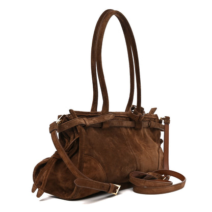 Prada Suede Triangle Medium Bonnie Shoulder Bag Cacao 3 of 9