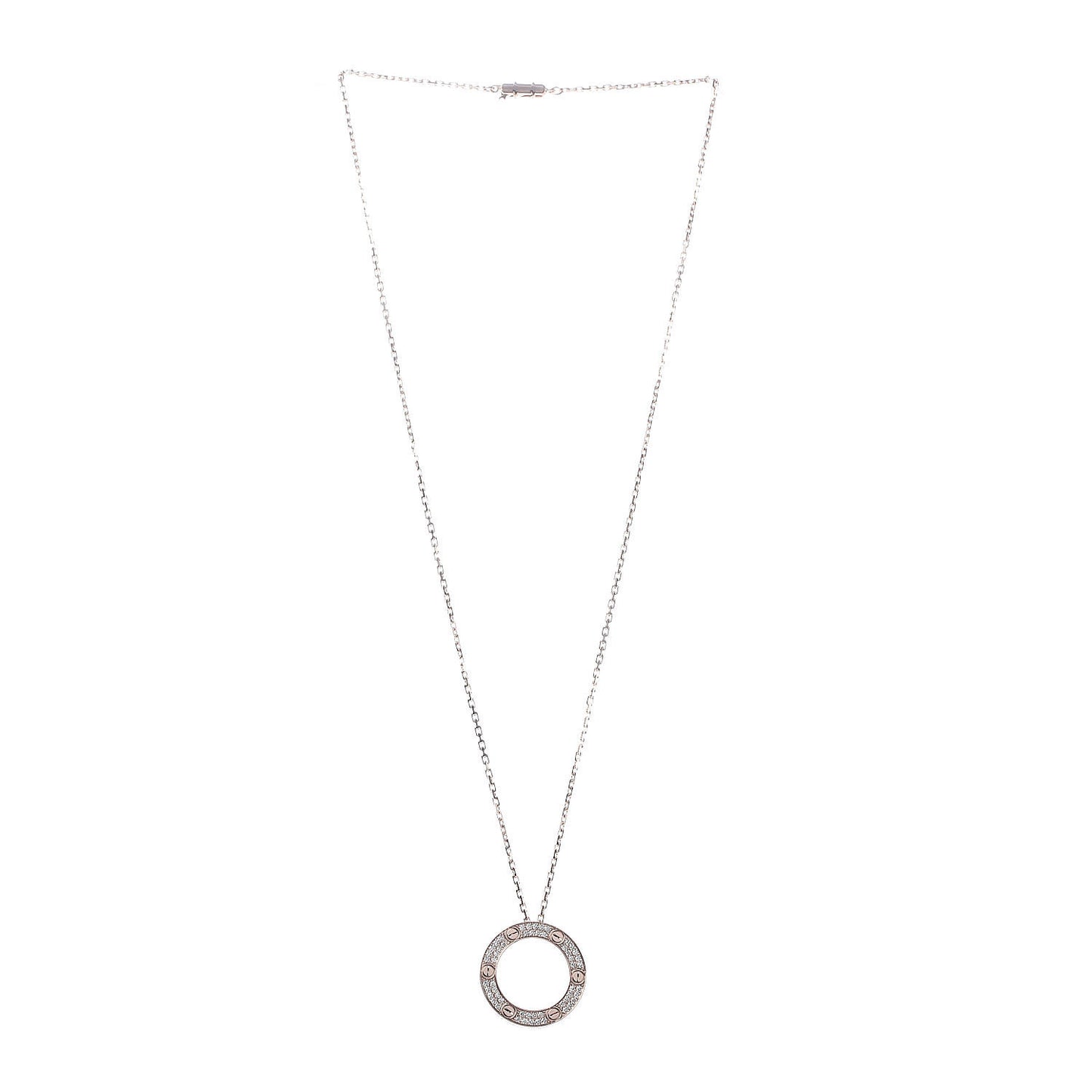 18K Pink Gold Diamond LOVE Paved Necklace