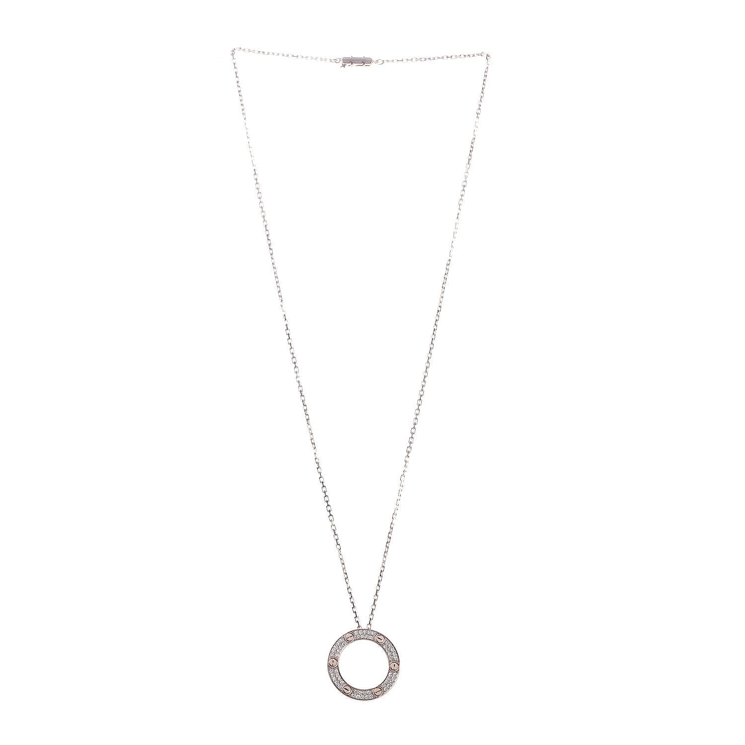 Cartier 18K Pink Gold Diamond LOVE Paved Necklace 3 of 6