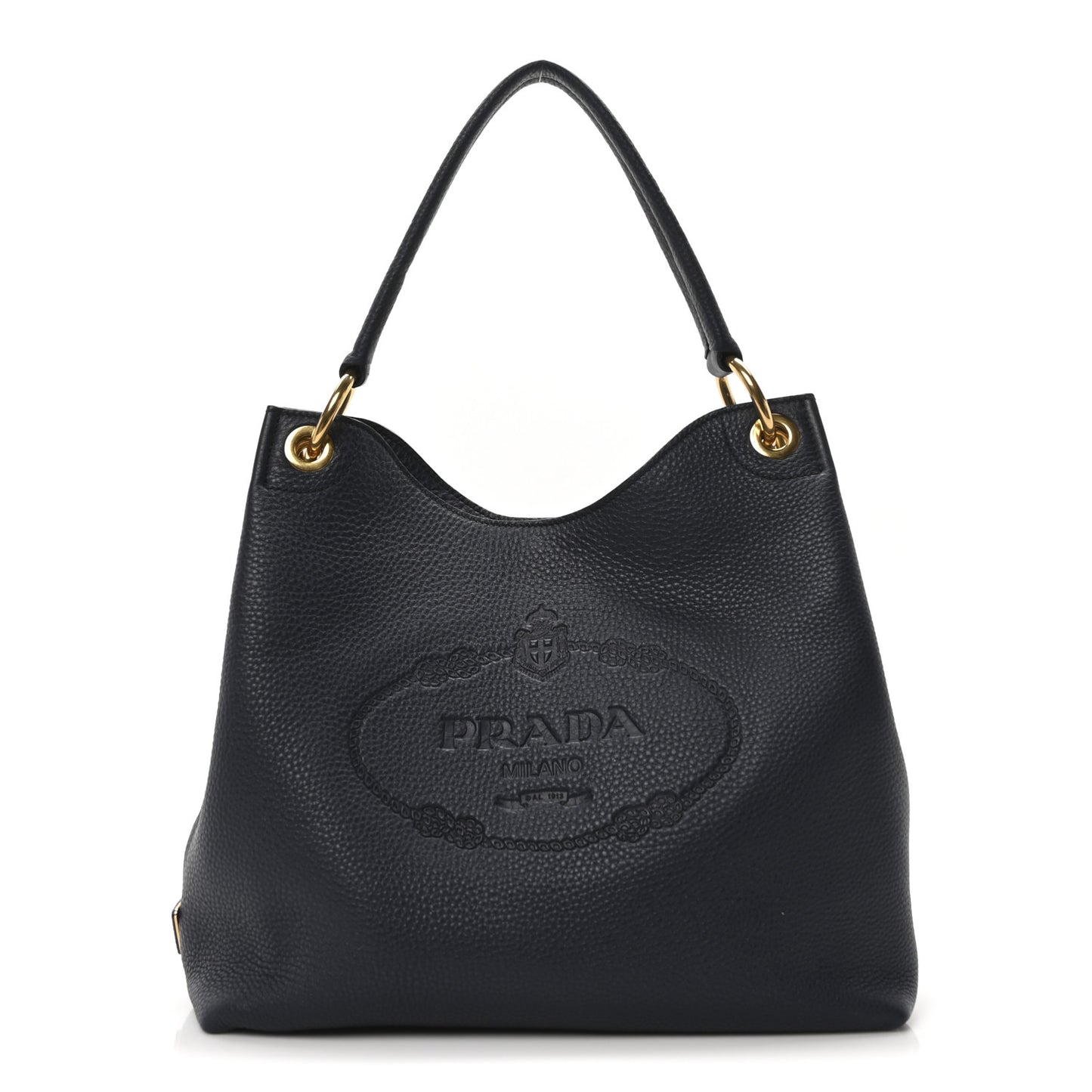 Vitello Daino Embossed Logo Hobo Baltico
