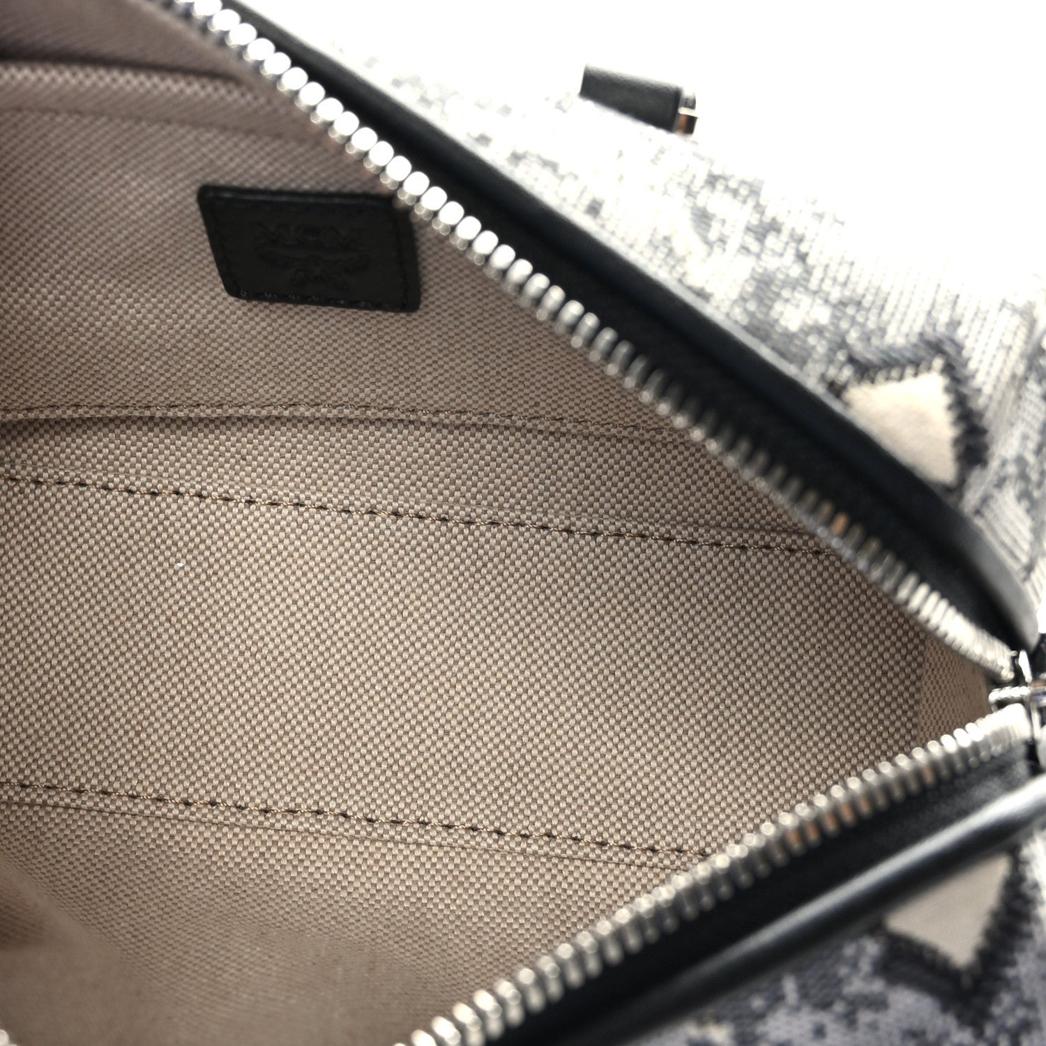 MCM Vintage Jacquard Monogram Mini Boston Bag Black Grey 5 of 8