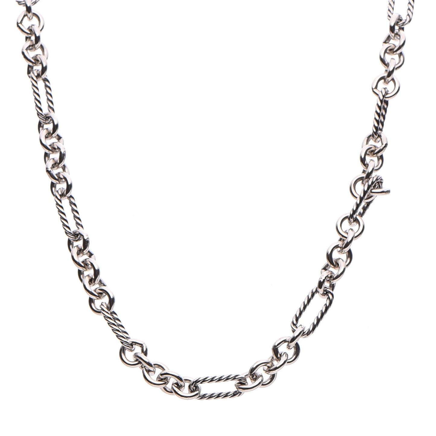 Sterling Silver 18K Yellow Gold Link Figaro Link Toggle Necklace 15.5