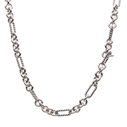 David Yurman Sterling Silver 18K Yellow Gold Link Figaro Link Toggle Necklace 15.5 1 of 6