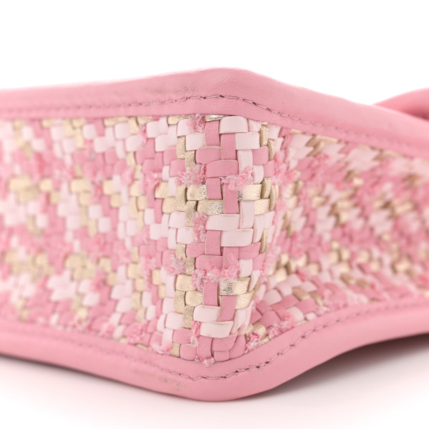 Metallic Lambskin Viscose Woven Flap Pink Gold