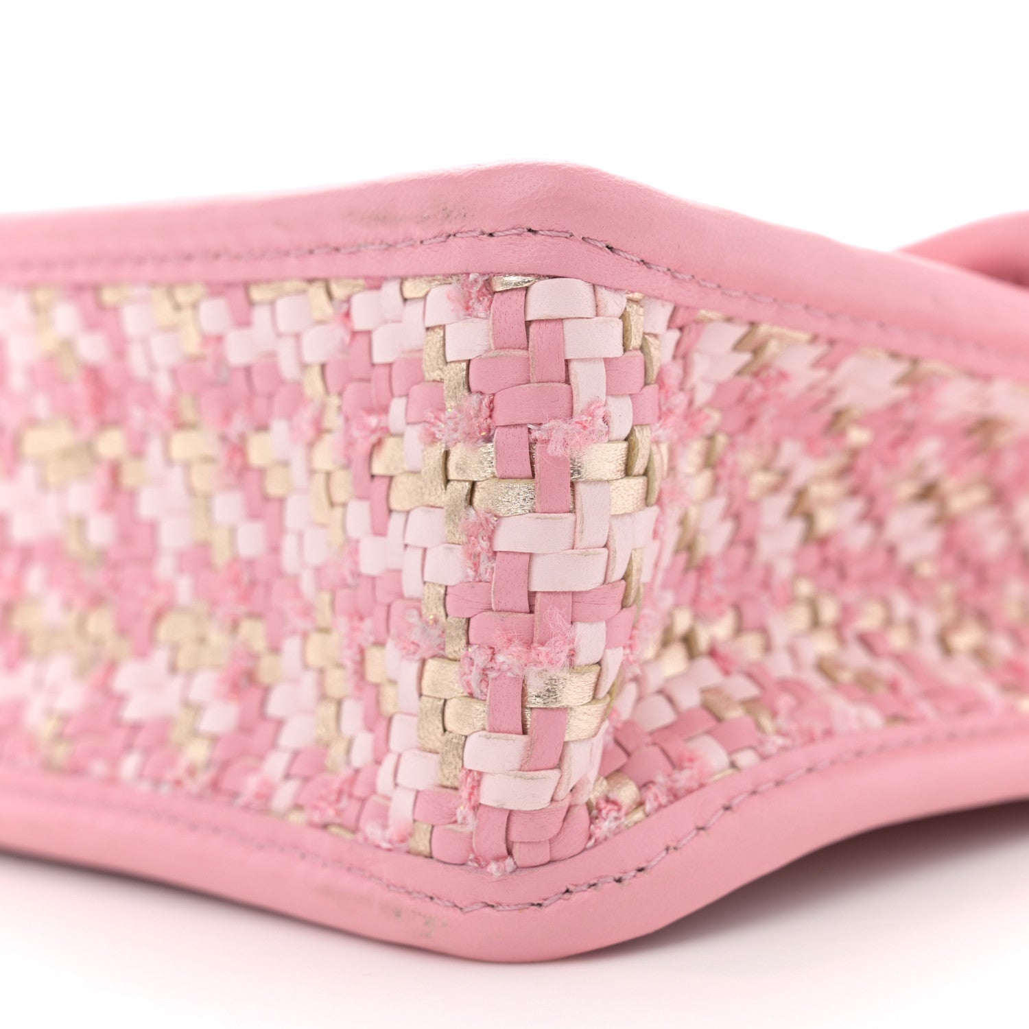 Chanel Metallic Lambskin Viscose Woven Flap Pink Gold 10 of 12