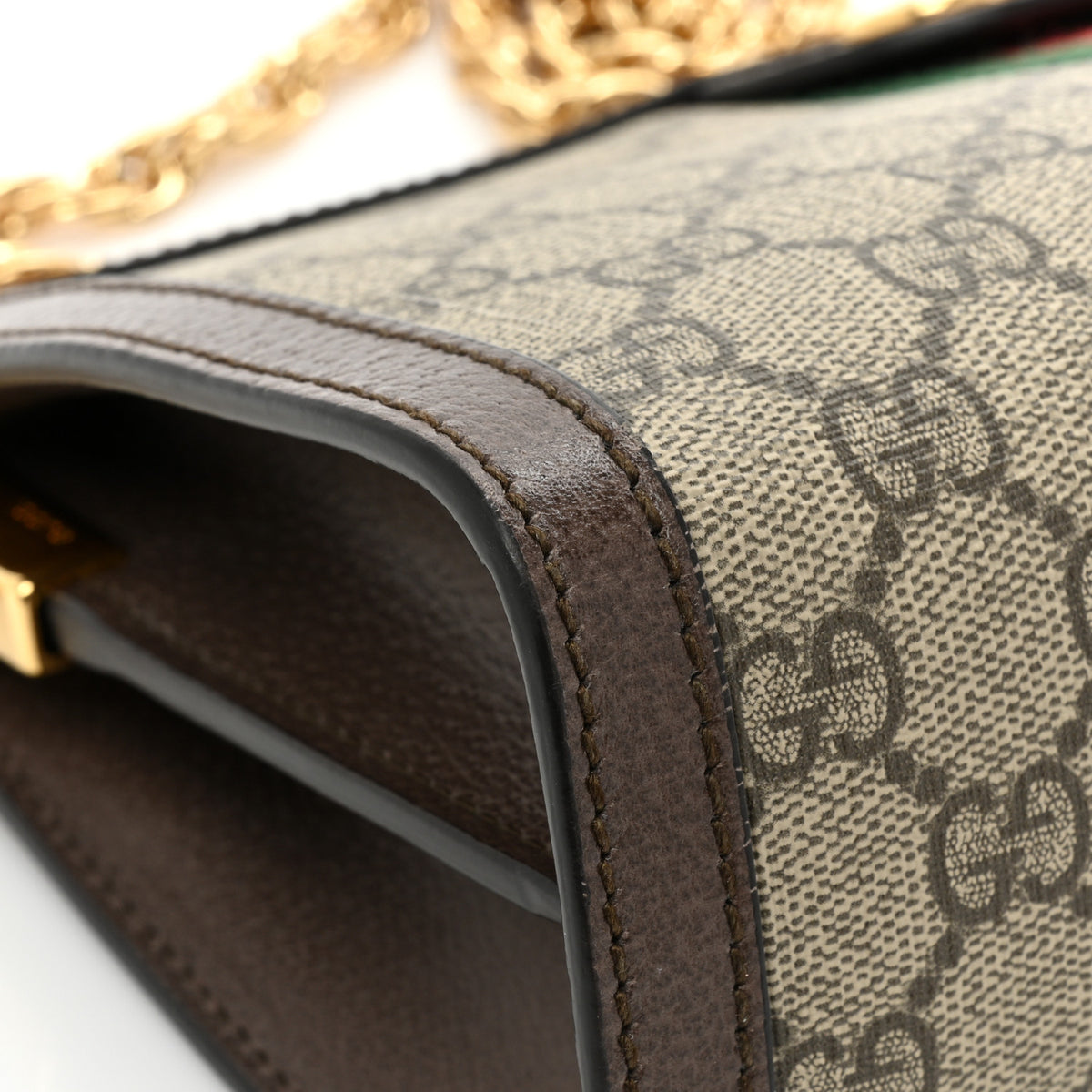 GG Supreme Monogram Web Small Ophidia Chain Shoulder Bag Brown