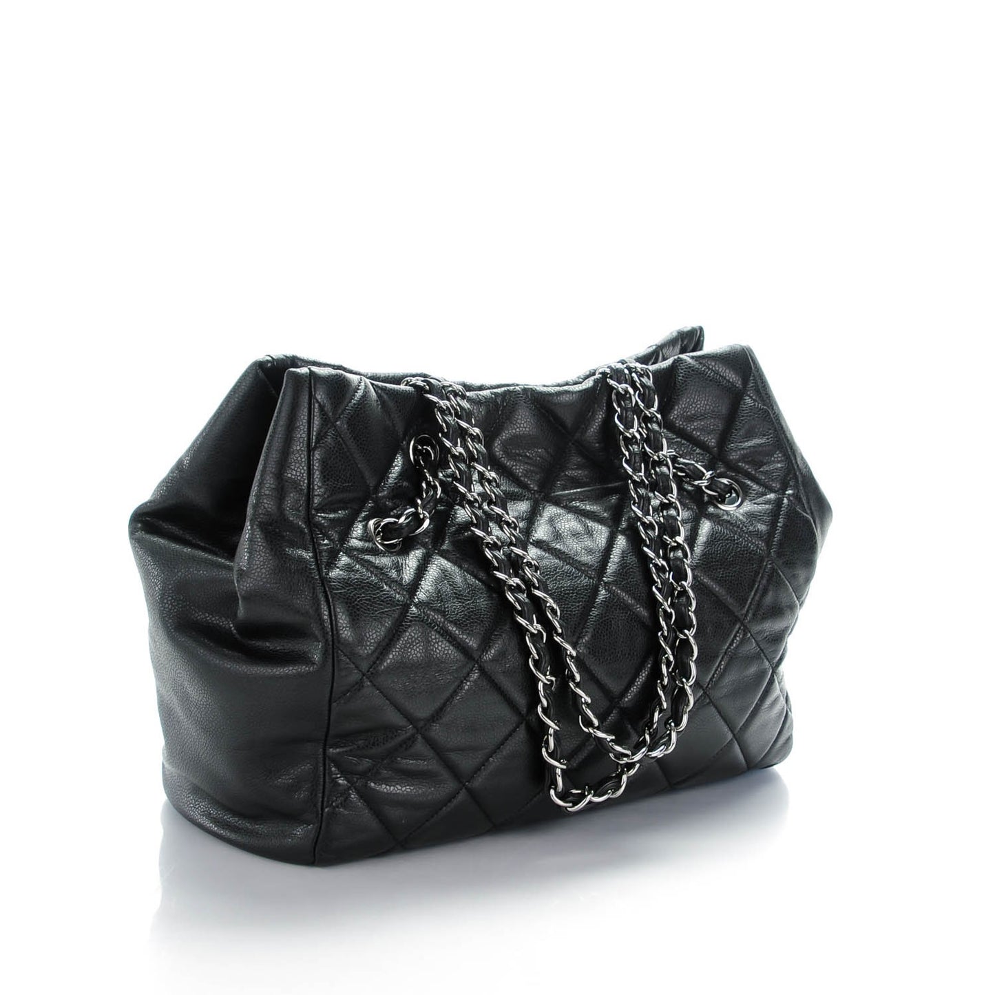 Soft Caviar Quilted Large Cells Tote Black