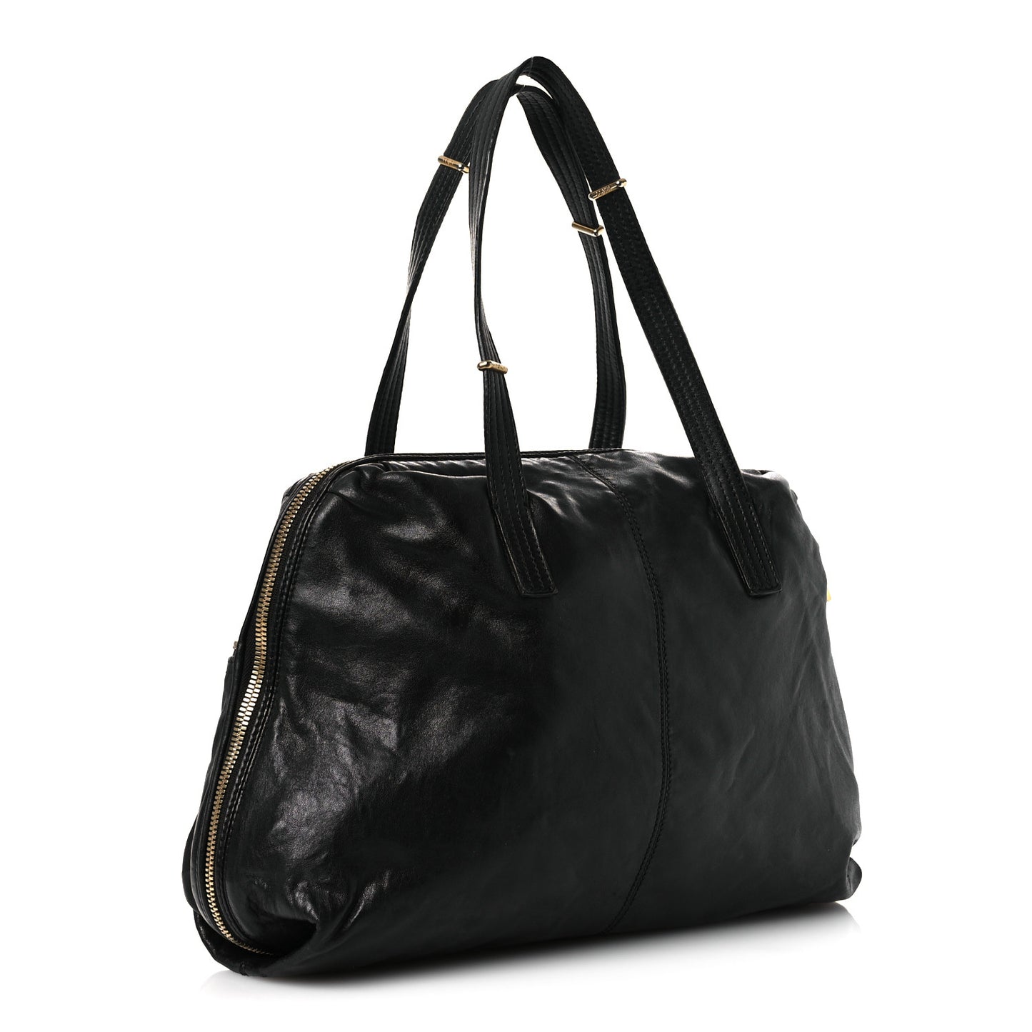 Sheepskin Zipper Satchel Black
