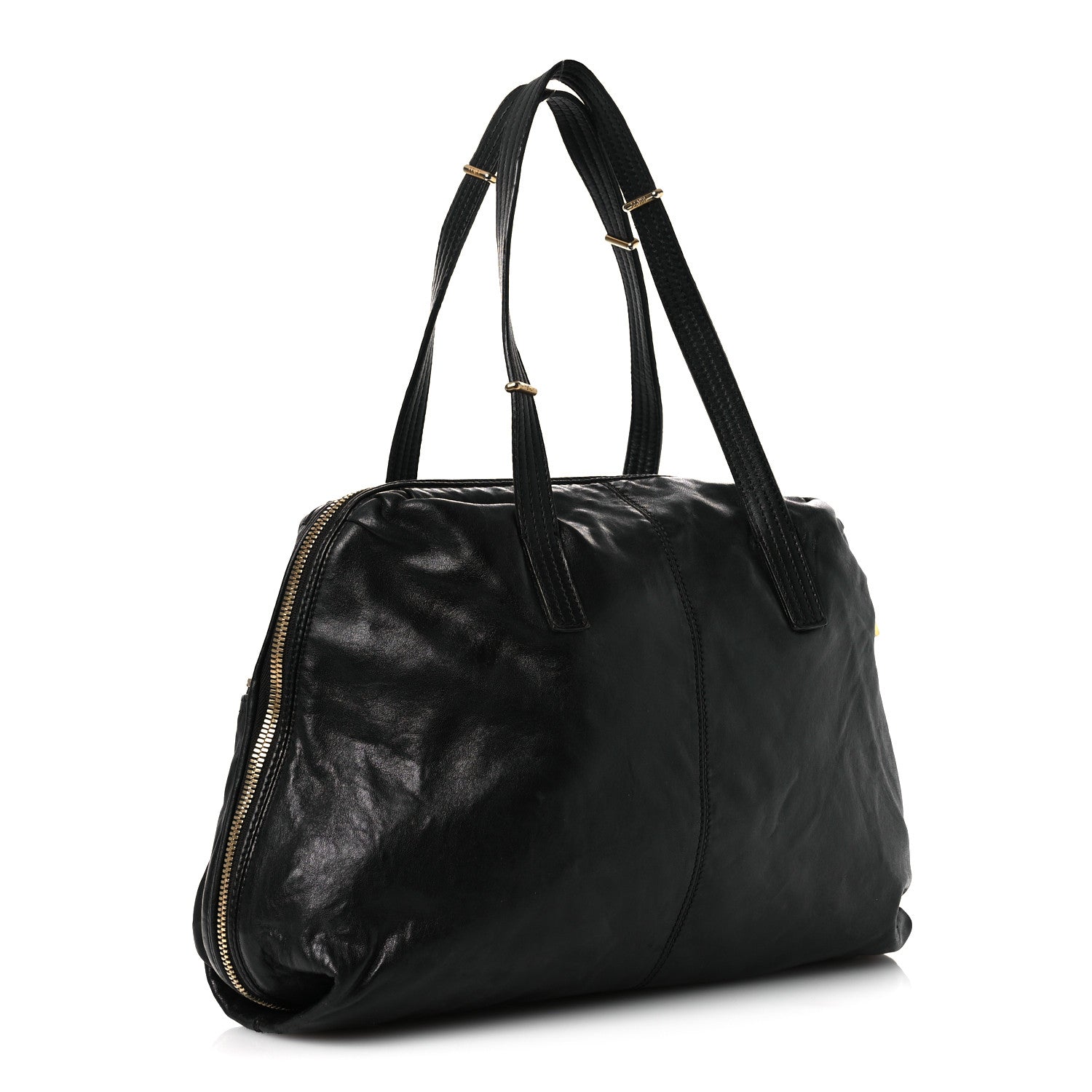 Fendi Sheepskin Zipper Satchel Black 3 of 14